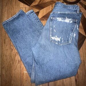 Agolde Premium Blue Jeans 90's Pinch Waist High Rise Straight Distressed Size 29